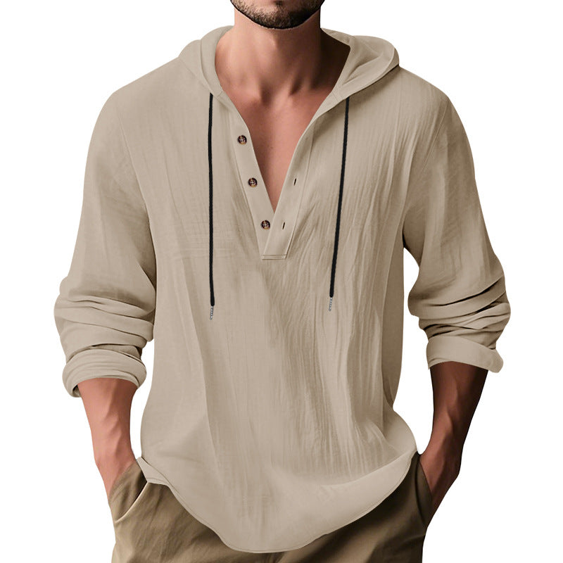 Men's Hooded Long-Sleeve Lightweight Pullover