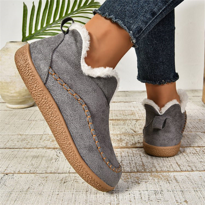 V-Cut Plush-Lined Ankle Snow Boots – Women's