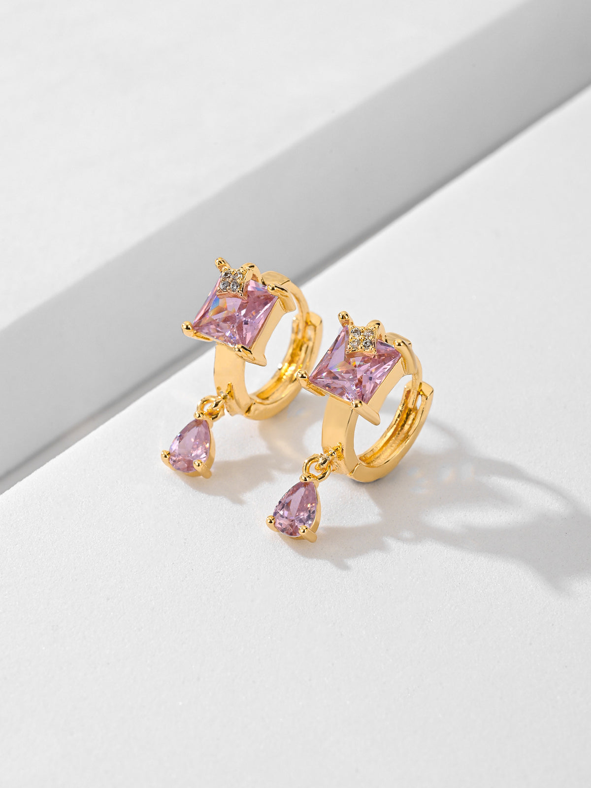 Water-Drop Stud Earrings – Gold-Tone