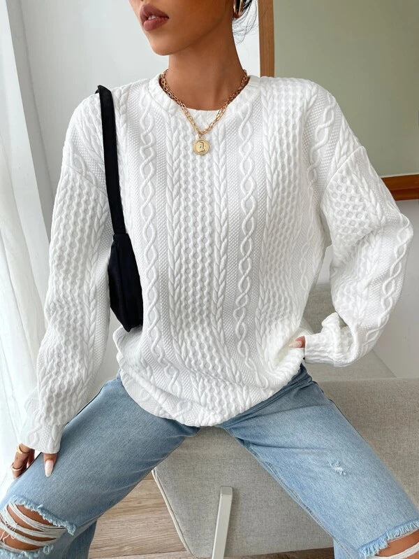 Oversized Jacquard Crewneck Sweatshirt – Women's