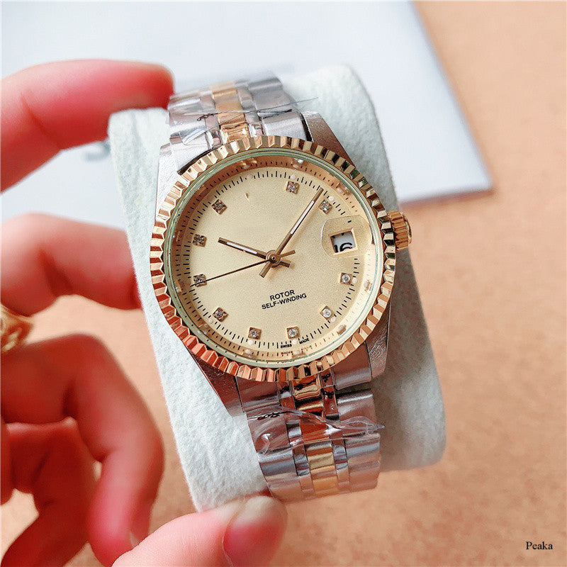 Classic Stainless Steel Automatic Watch for Men – Date & 24-Hour Dial