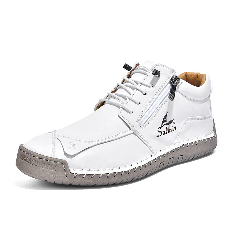 Hand-Stitched Soft-Sole Side-Zip Shoes – Unisex