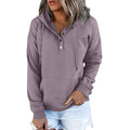 Button-Neck Hooded Sweatshirt with Pockets – Women's