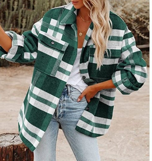 Plaid Flannel Button Shirt Jacket – Women's