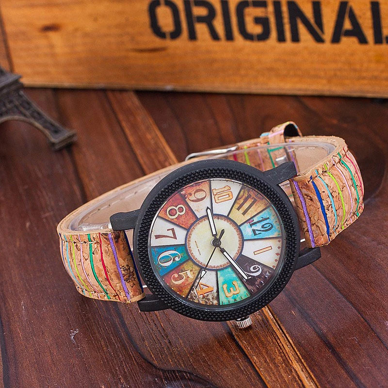 Vintage Leather-Strap Quartz Watch – Women's