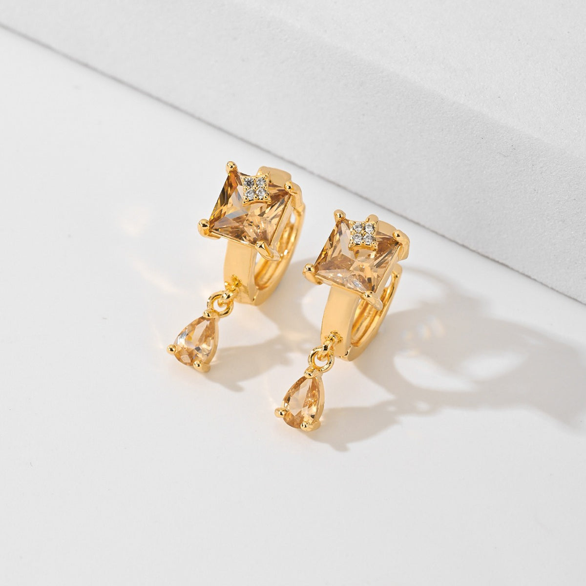 Water-Drop Stud Earrings – Gold-Tone