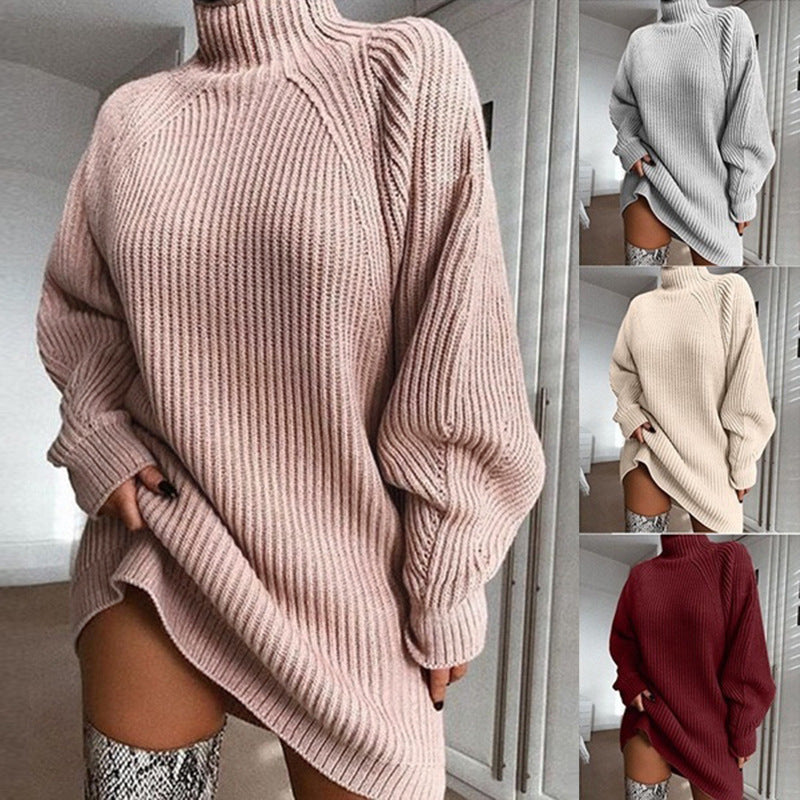 Turtleneck Long Sweater Dress – Women's