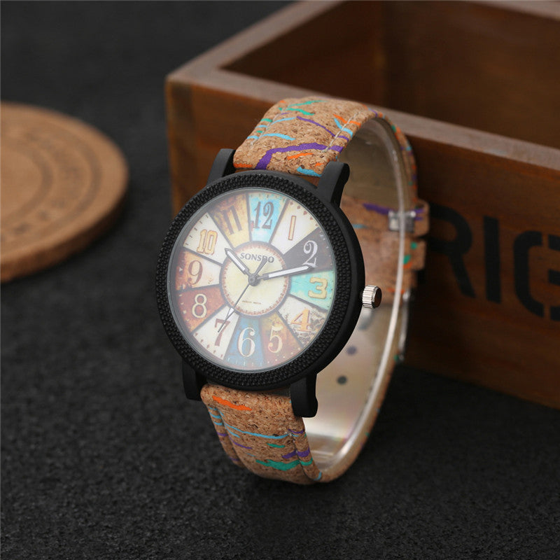 Vintage Leather-Strap Quartz Watch – Women's