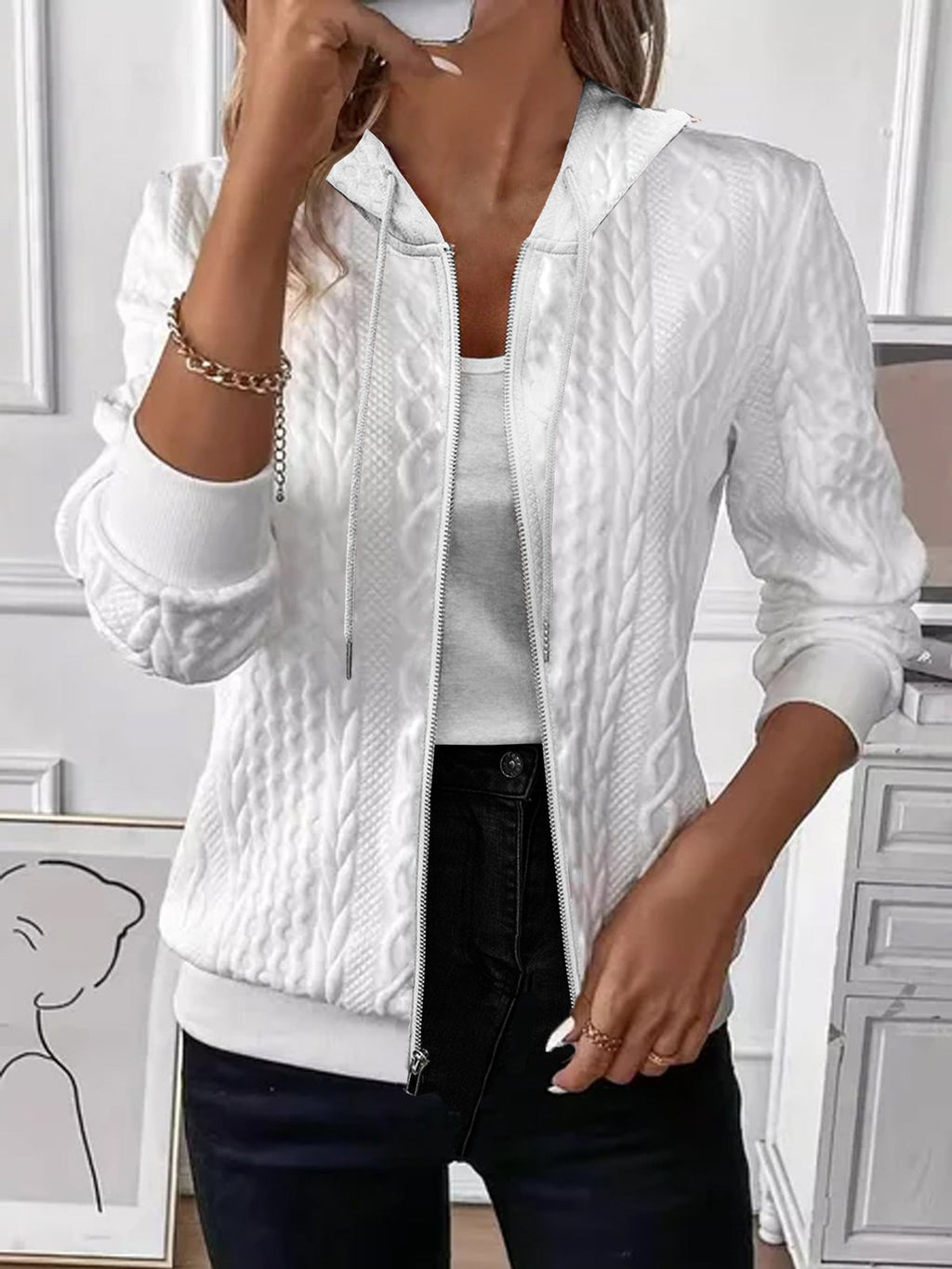 Soft Knit Zip-Up Hoodie Jacket – Women's