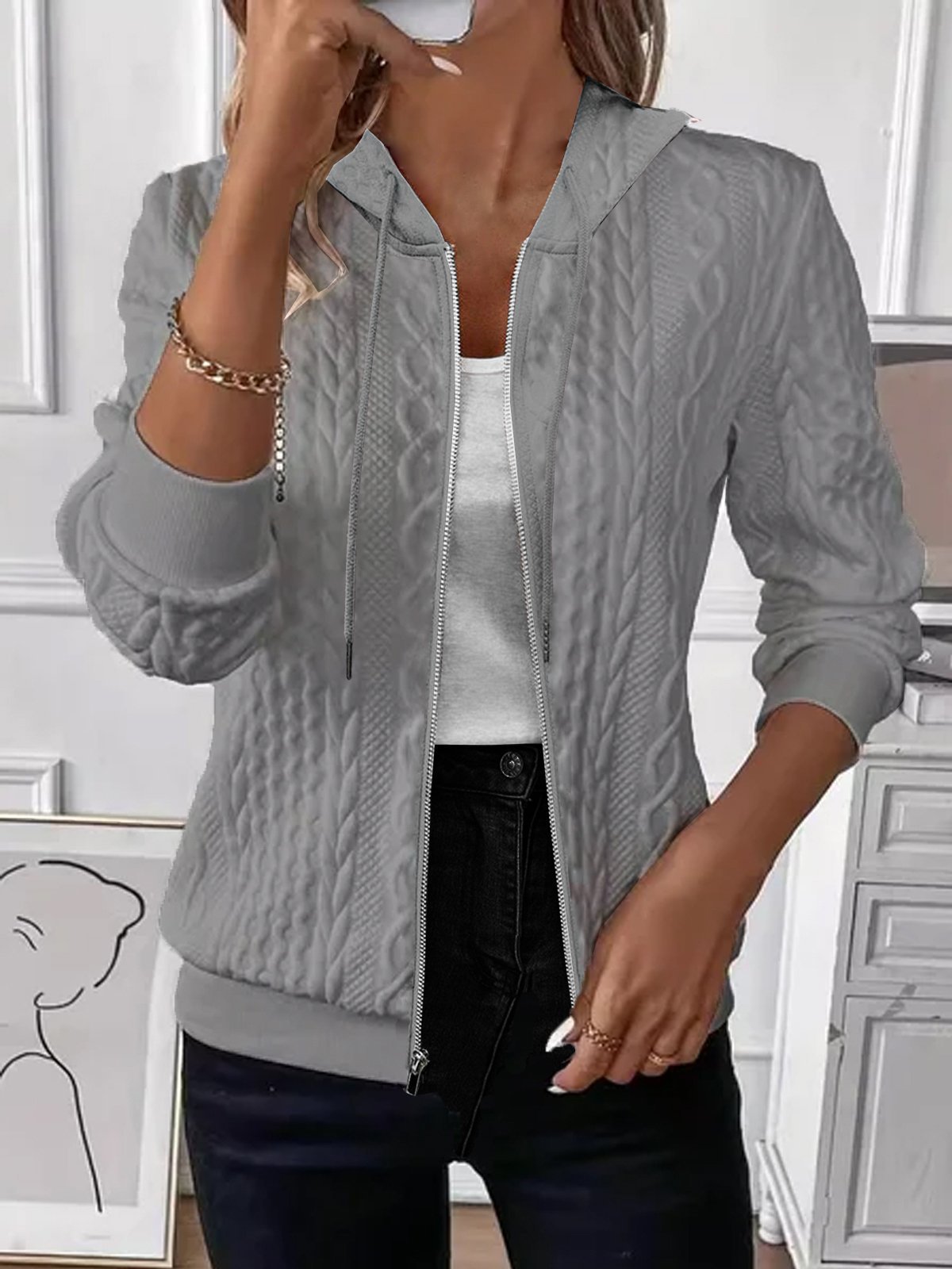 Soft Knit Zip-Up Hoodie Jacket – Women's