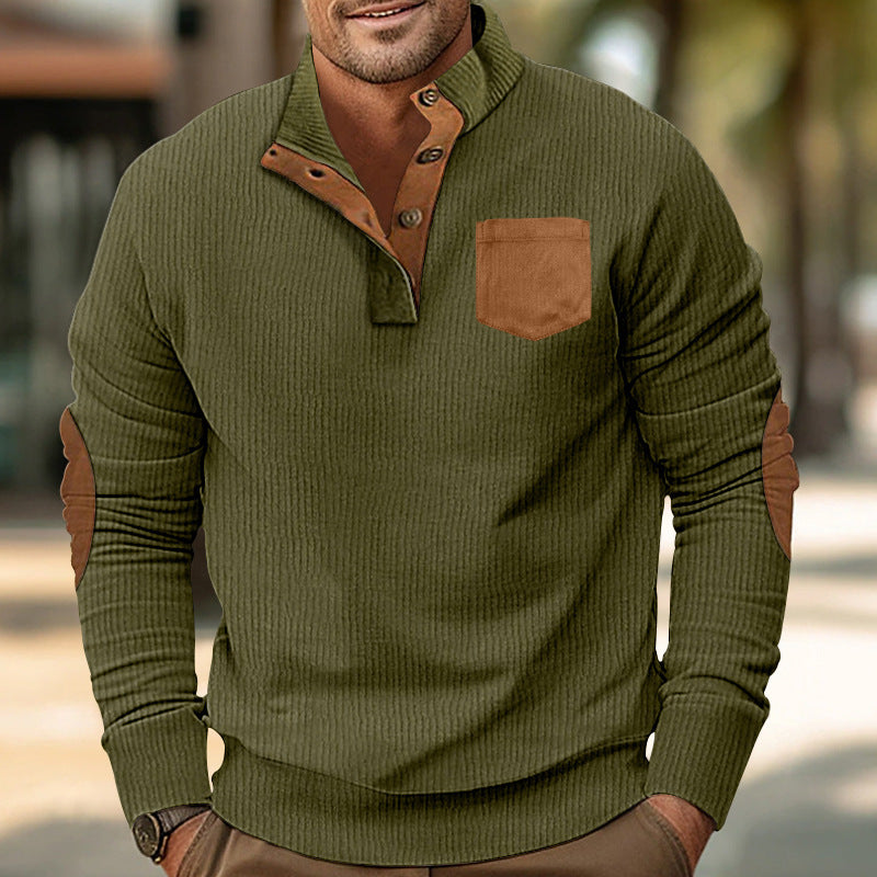 Men's Corduroy Stand-Collar Patch Pocket Jacket