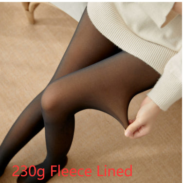 Fleece-Lined Sheer-Look Tights – Warm Winter Pantyhose
