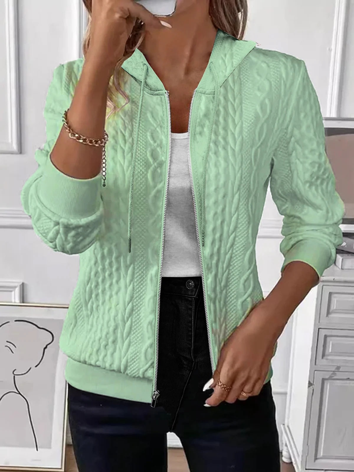 Soft Knit Zip-Up Hoodie Jacket – Women's