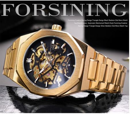 Skeleton Dial Automatic Watch with Leather Strap