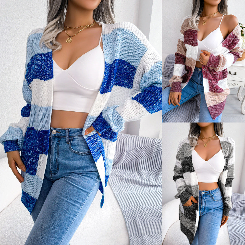 Lantern-Sleeve Knit Cardigan Jacket – Women's