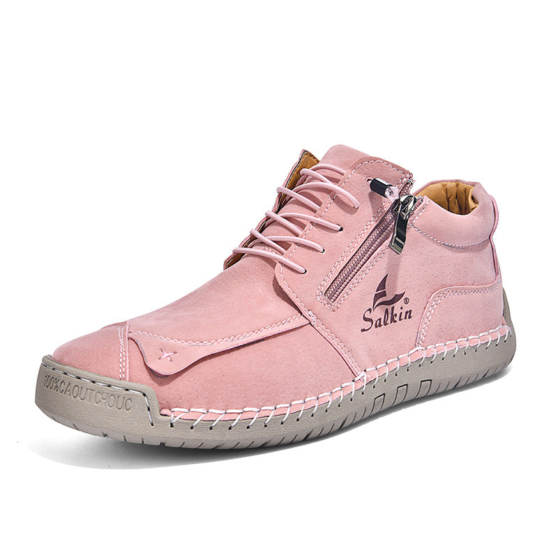 Hand-Stitched Soft-Sole Side-Zip Shoes – Unisex