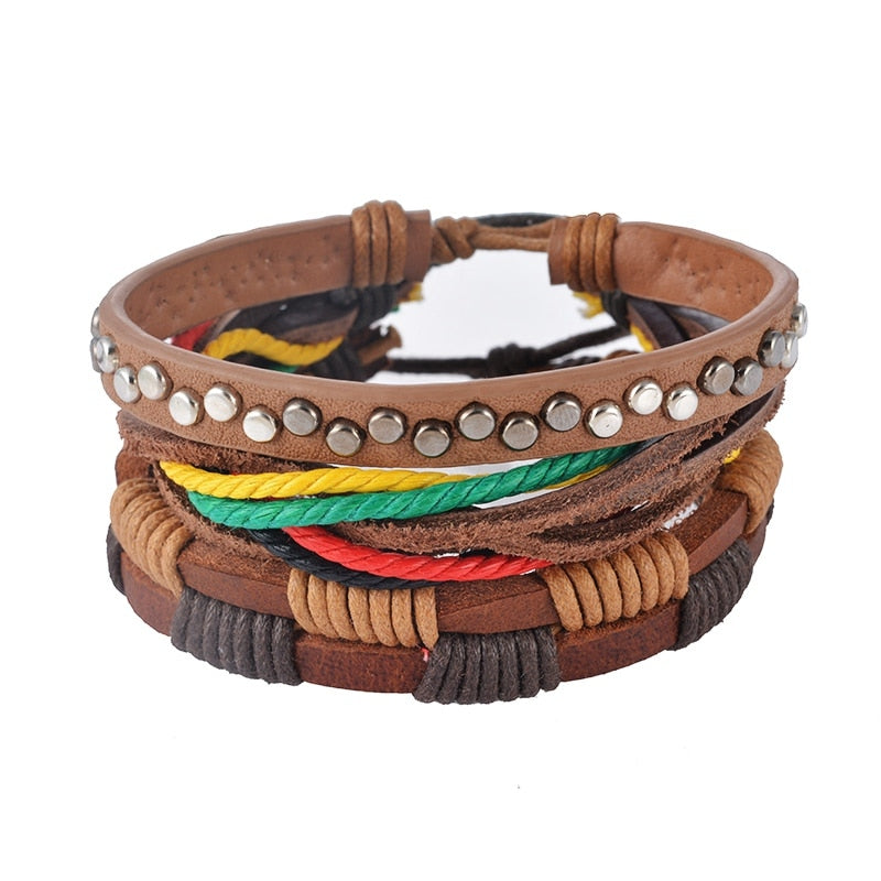 Multilayer Leather & Bead Wrap Bracelet – Unisex
