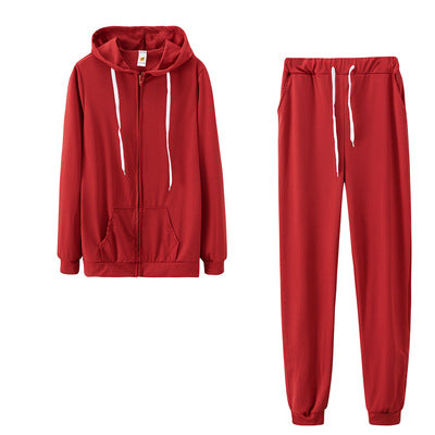 Women's Color-Block Hoodie & Straight-Leg Pants Set