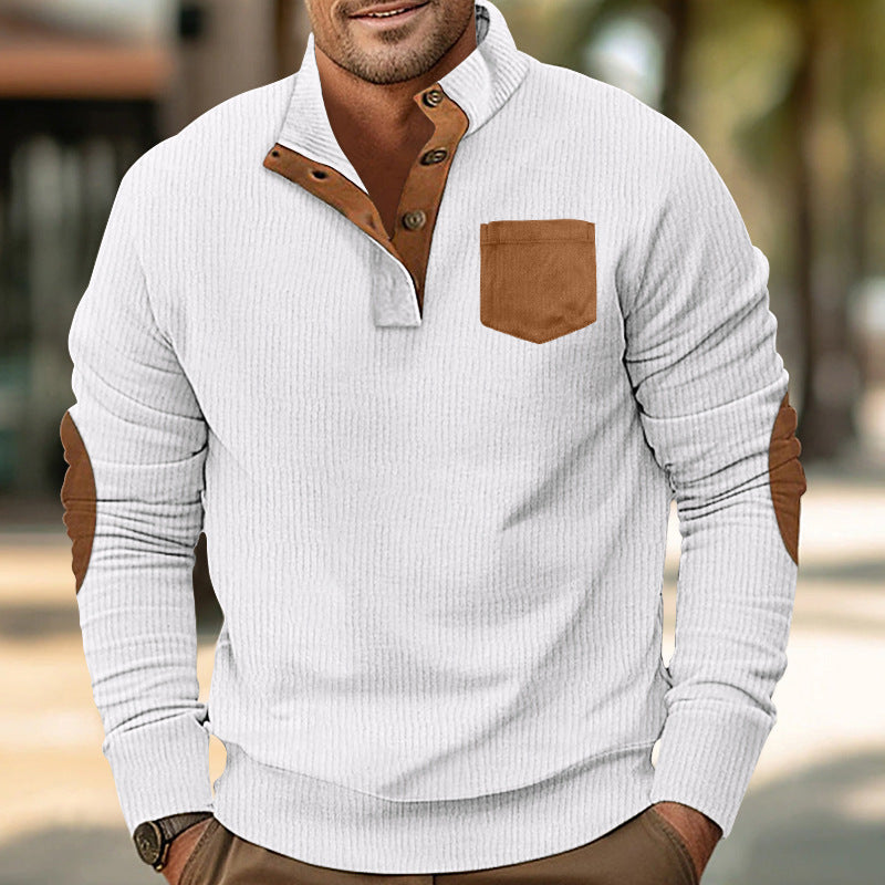Men's Corduroy Stand-Collar Patch Pocket Jacket
