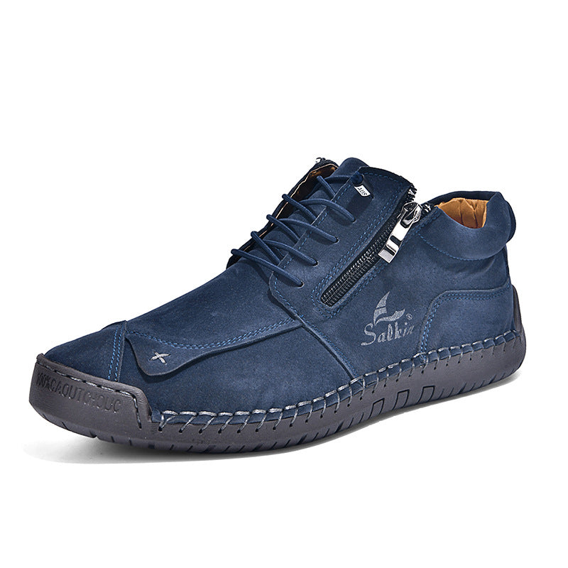 Hand-Stitched Soft-Sole Side-Zip Shoes – Unisex