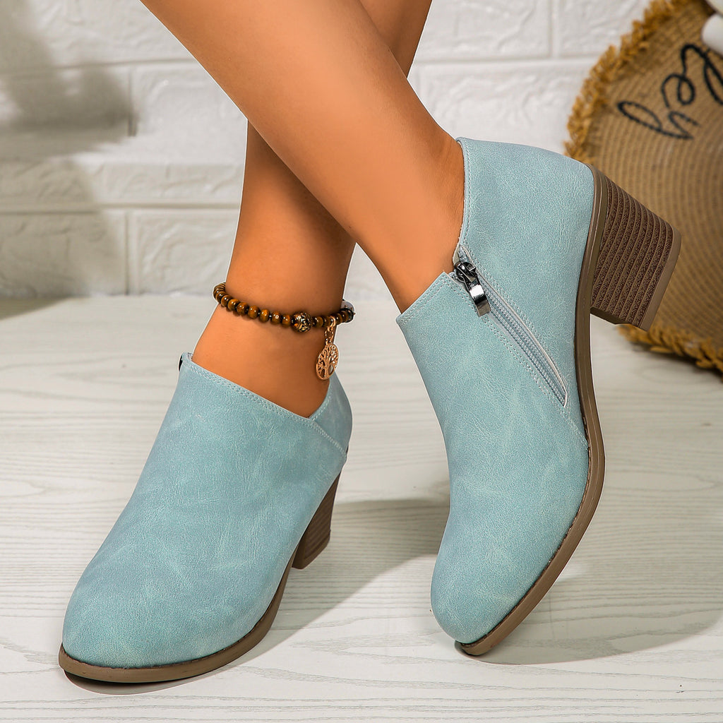 Chunky Heel Side-Zip Ankle Boots – Women's