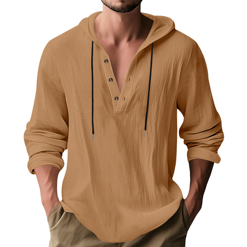Men's Hooded Long-Sleeve Lightweight Pullover