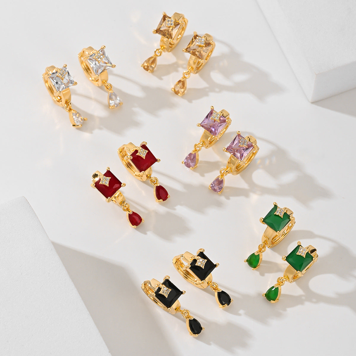 Water-Drop Stud Earrings – Gold-Tone