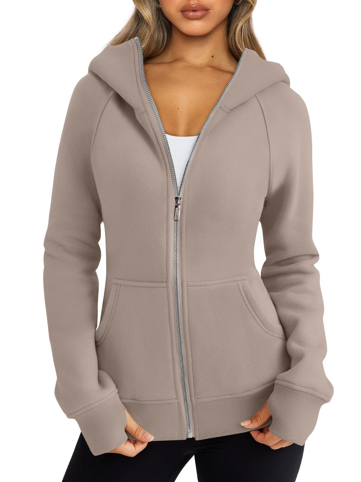 Fleece-Lined Cropped Zip Hoodie – Women's