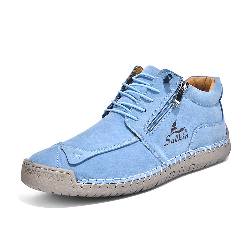 Hand-Stitched Soft-Sole Side-Zip Shoes – Unisex