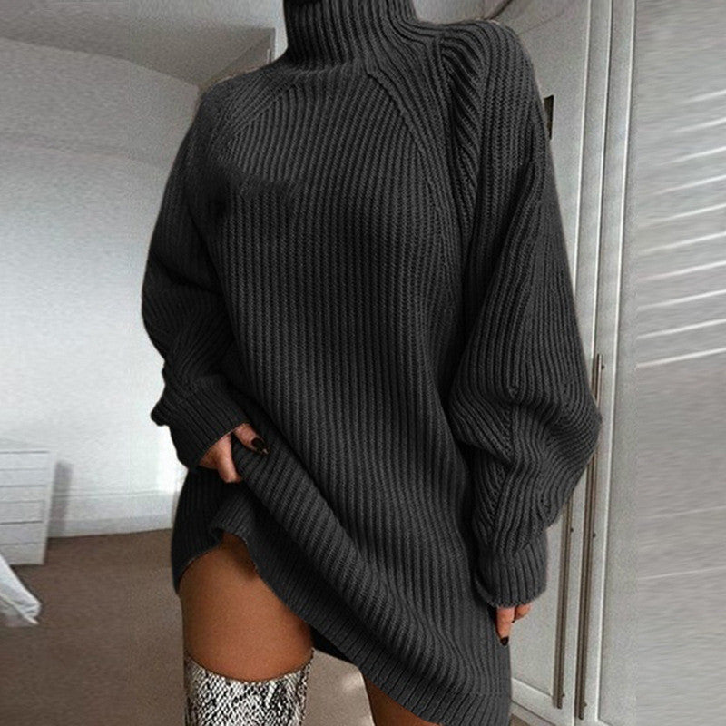Turtleneck Long Sweater Dress – Women's