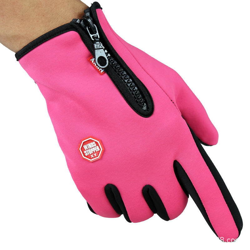 Touchscreen Full-Finger Winter Gloves with Zip Cuff