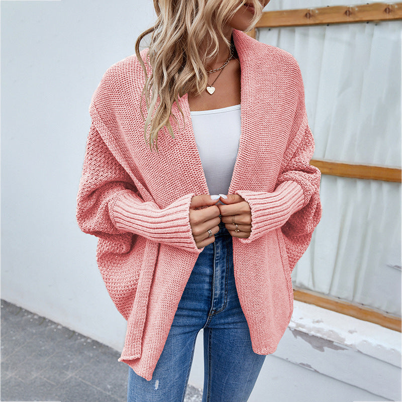 Batwing-Sleeve Lapel Knit Cardigan – Women's