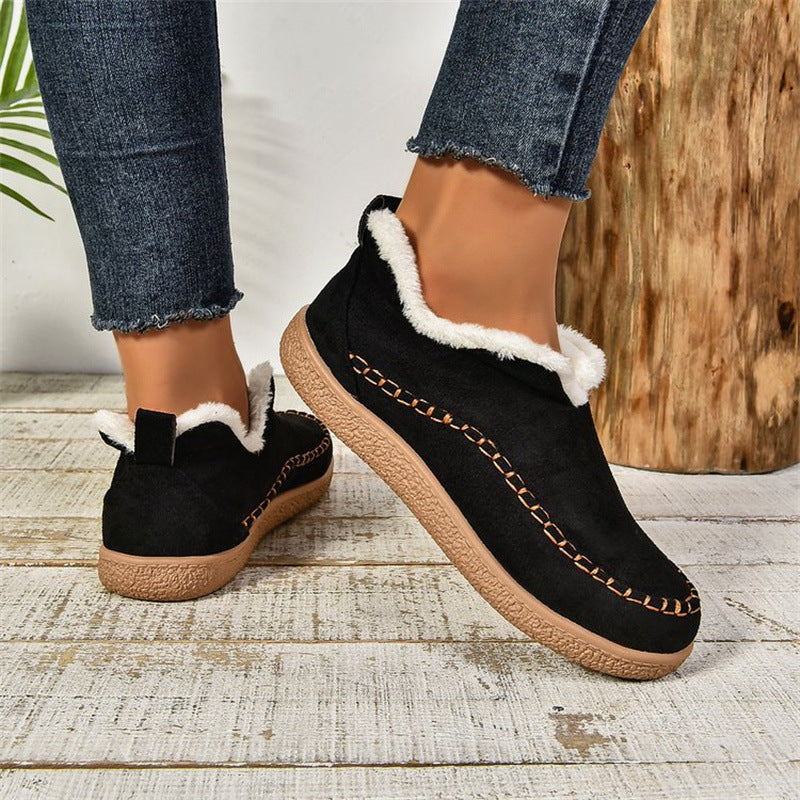 V-Cut Plush-Lined Ankle Snow Boots – Women's