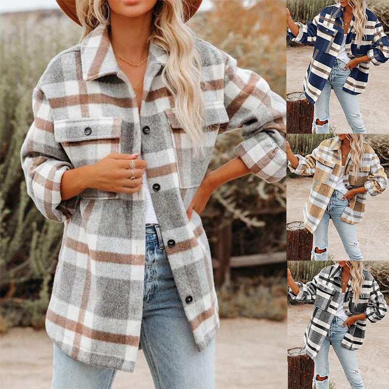 Plaid Flannel Button Shirt Jacket – Women's