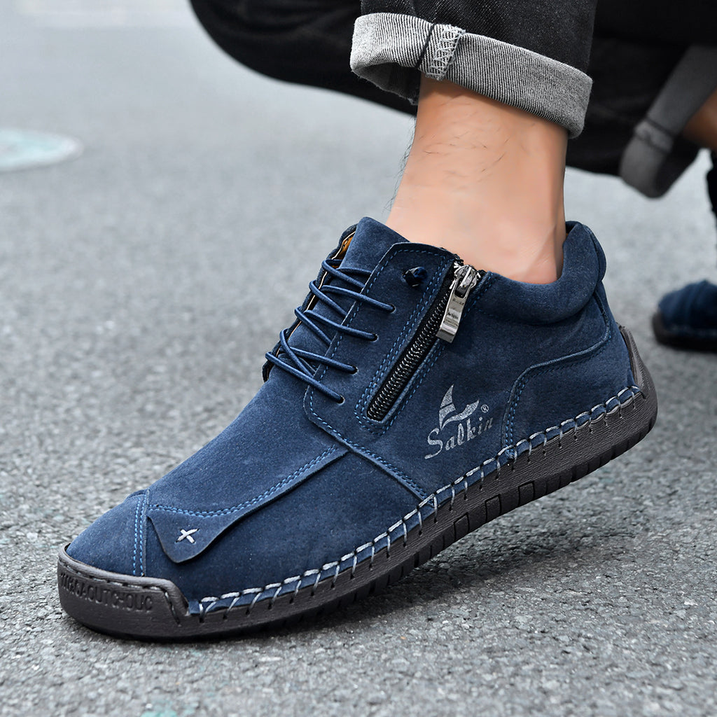 Hand-Stitched Soft-Sole Side-Zip Shoes – Unisex