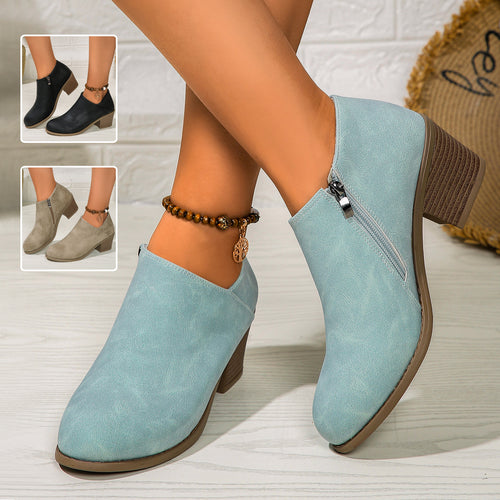 Chunky Heel Side-Zip Ankle Boots – Women's