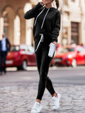Cozy Drawstring Hoodie & High-Waist Jogger Set – Women's 2-Piece