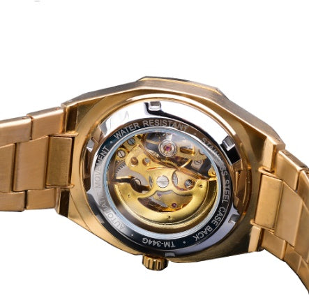 Skeleton Dial Automatic Watch with Leather Strap