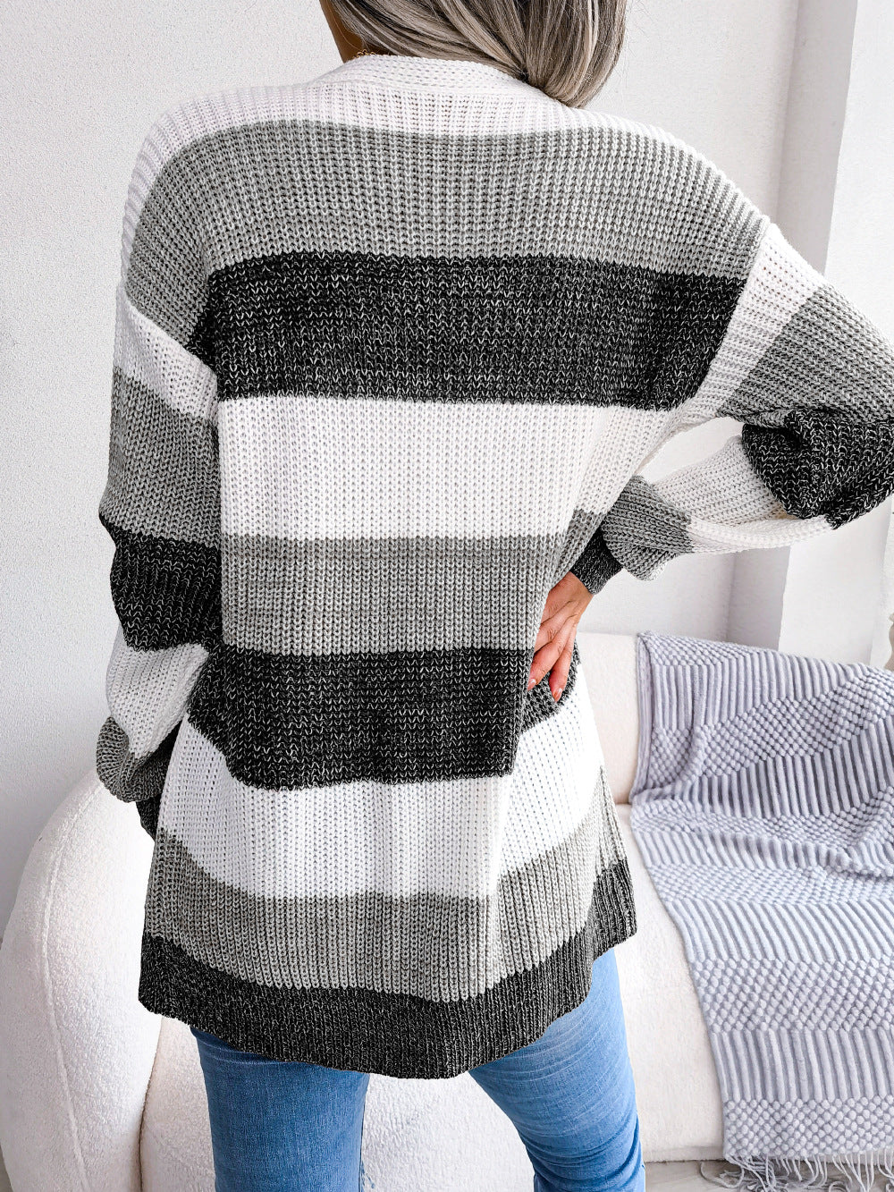 Lantern-Sleeve Knit Cardigan Jacket – Women's