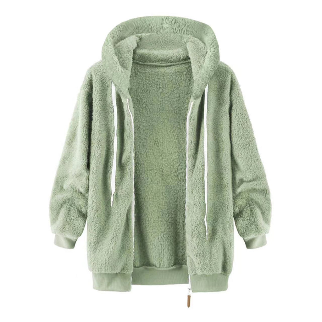 Thick Plush Hooded Teddy Jacket – Women's