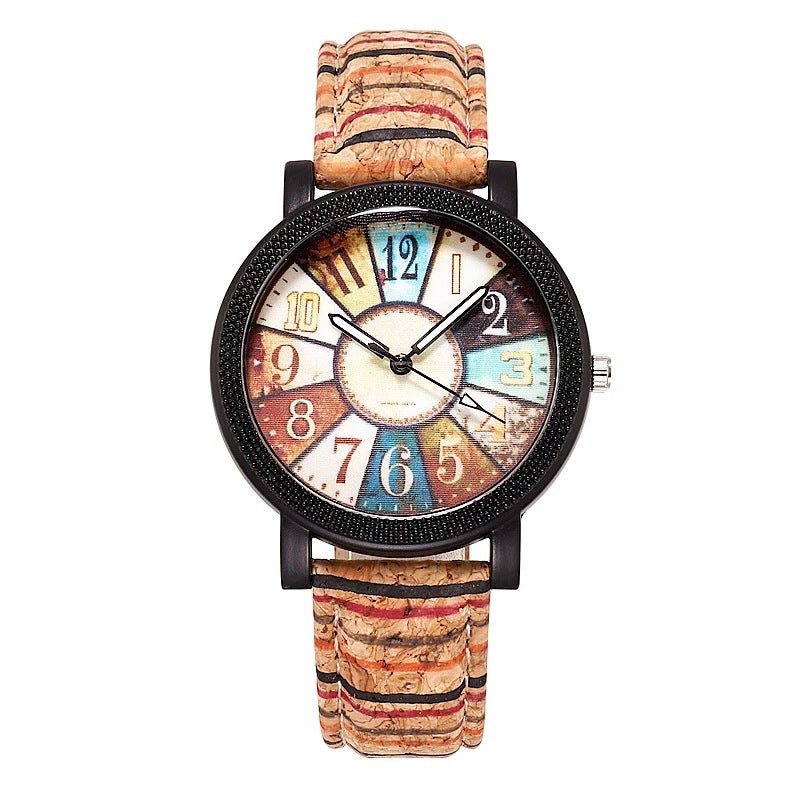 Vintage Leather-Strap Quartz Watch – Women's