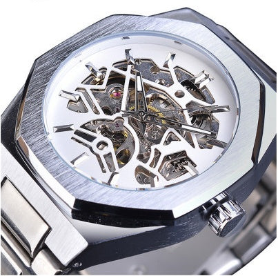 Skeleton Dial Automatic Watch with Leather Strap