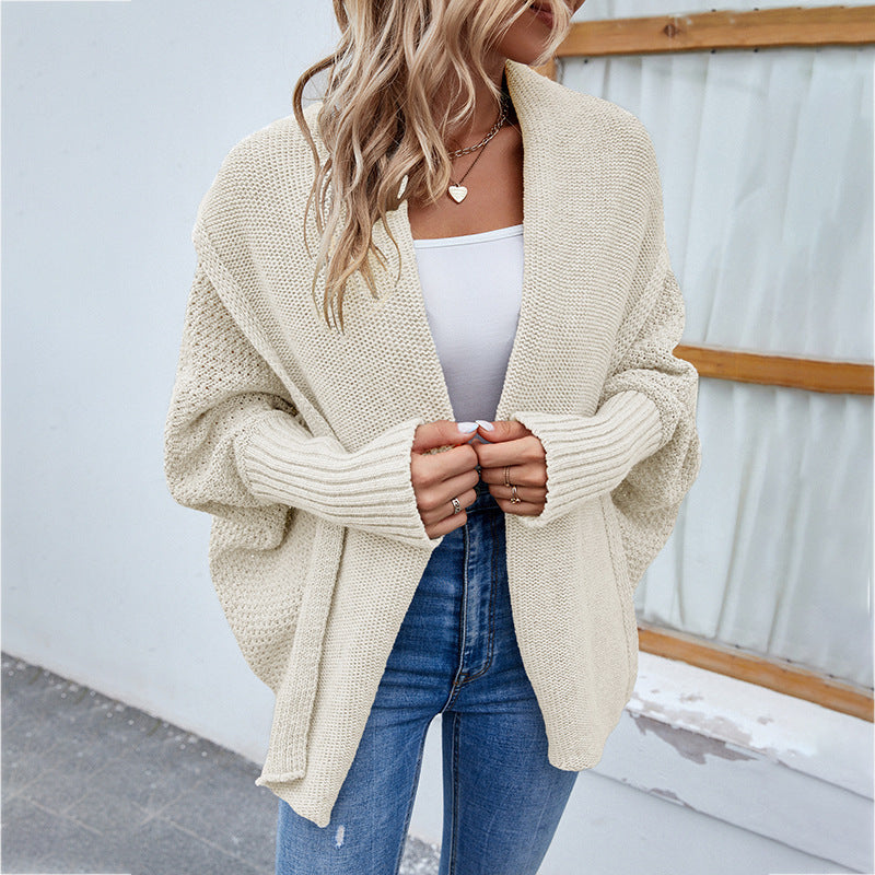 Batwing-Sleeve Lapel Knit Cardigan – Women's