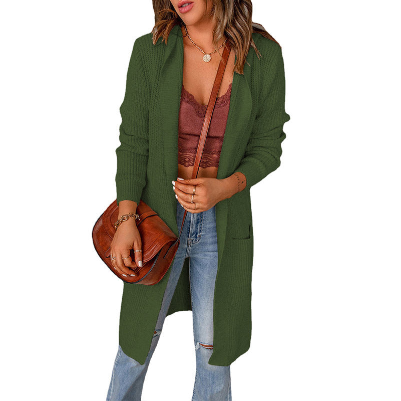 Hooded Knit Cardigan with Pockets – Women's