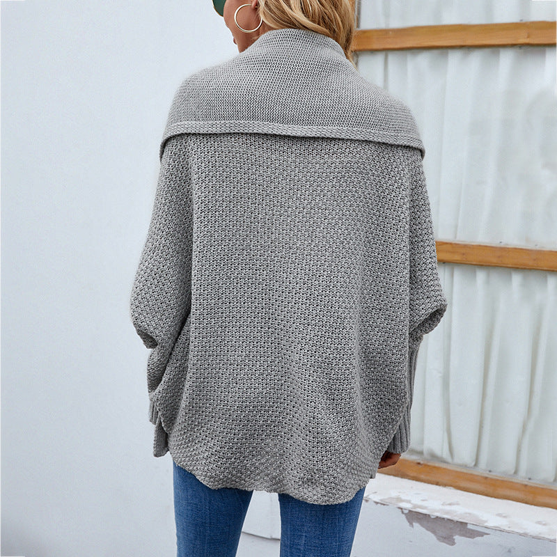 Batwing-Sleeve Lapel Knit Cardigan – Women's