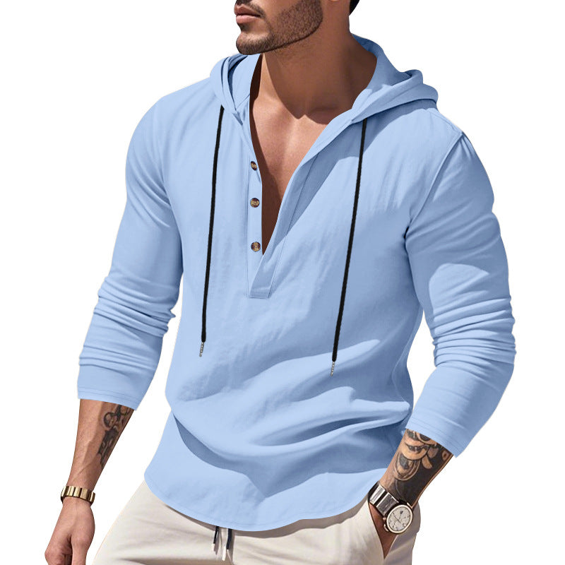 Men's Hooded Long-Sleeve Lightweight Pullover