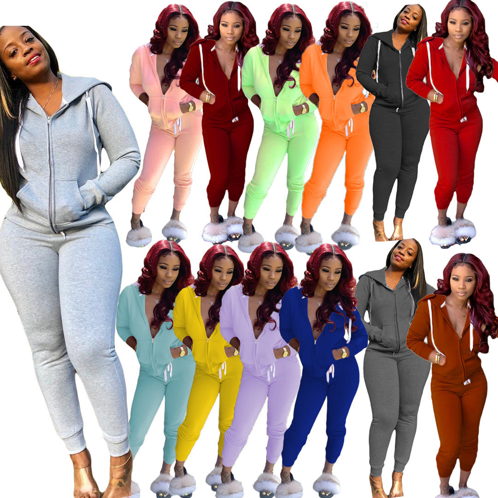 Women's Color-Block Hoodie & Straight-Leg Pants Set