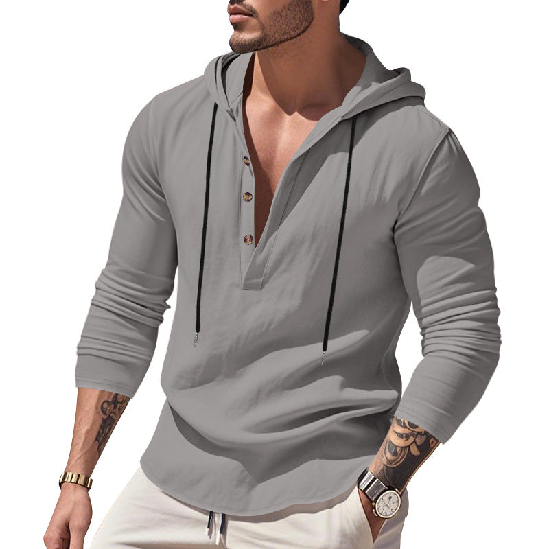 Men's Hooded Long-Sleeve Lightweight Pullover