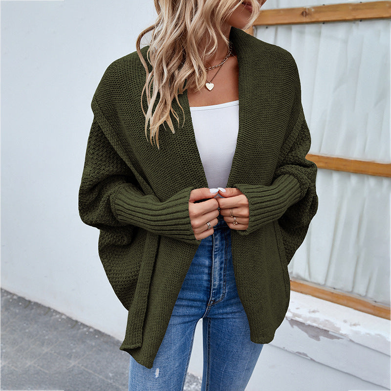 Batwing-Sleeve Lapel Knit Cardigan – Women's