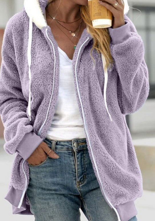 Thick Plush Hooded Teddy Jacket – Women's